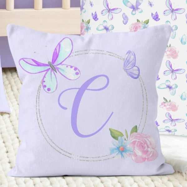 Butterfly Floral Personalized Throw Pillow - Butterfly Floral, gender_girl, text