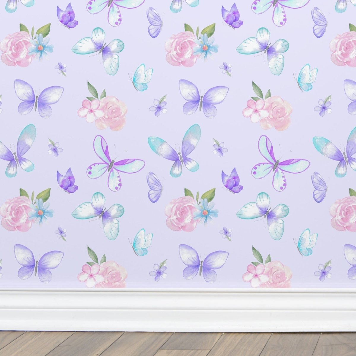 Butterfly Floral Peel & Stick Wallpaper - Butterfly Floral, gender_girl, Theme_Butterfly