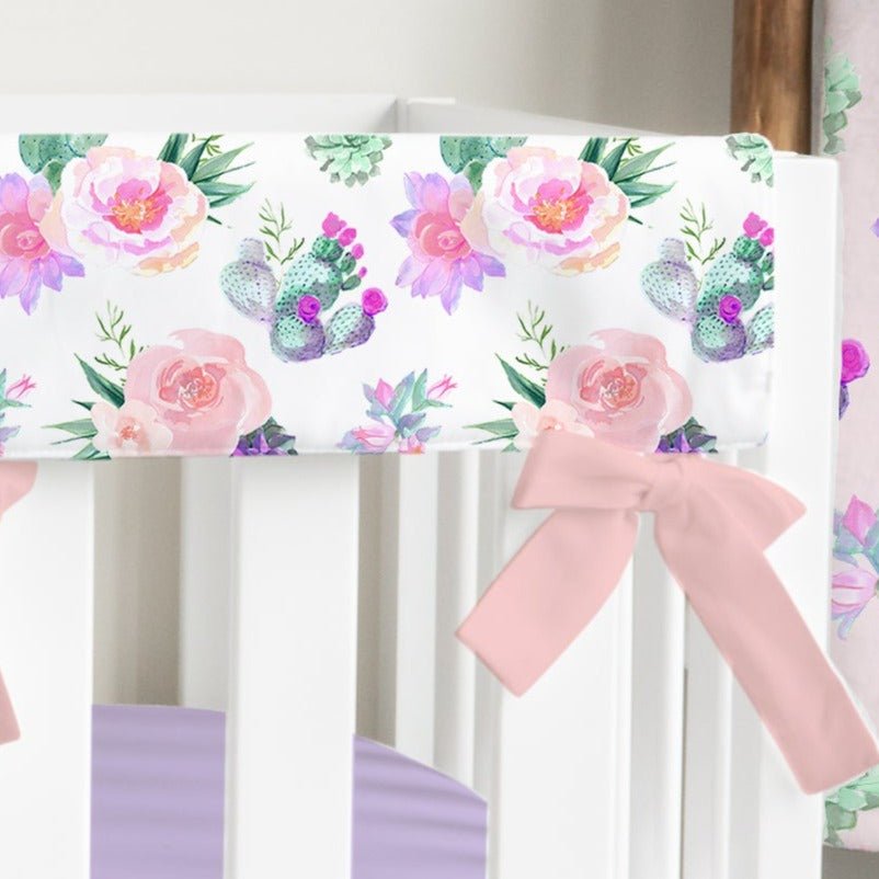 Cactus Floral Crib Rail Guards - Cactus Floral, gender_girl, Theme_Floral