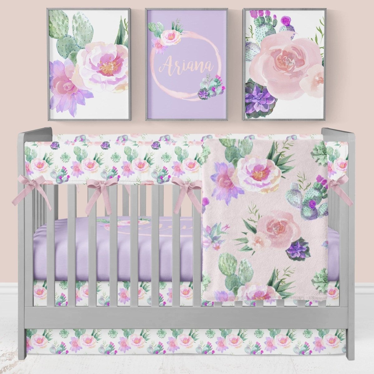 Cactus Floral Crib Skirt - Cactus Floral, gender_girl, Theme_Floral