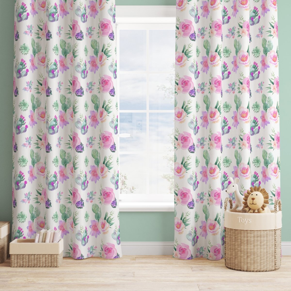 Cactus Floral Curtain Panel - Cactus Floral, gender_girl, Theme_Floral