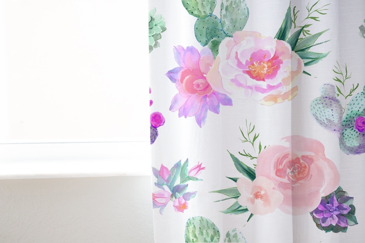 Cactus Floral Curtain Panel - Cactus Floral, gender_girl, Theme_Floral