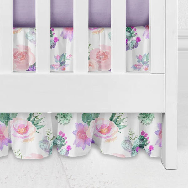 Cactus Floral Gathered Crib Skirt - Crib Skirt
