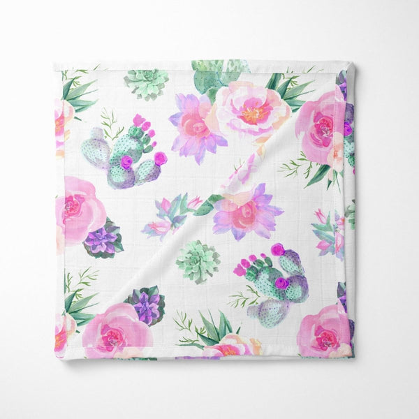 Cactus Floral Muslin Blanket - Cactus Floral, gender_girl, Theme_Floral