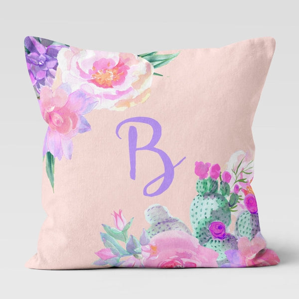 Cactus Floral Personalized Throw Pillow - Throw Pillow
