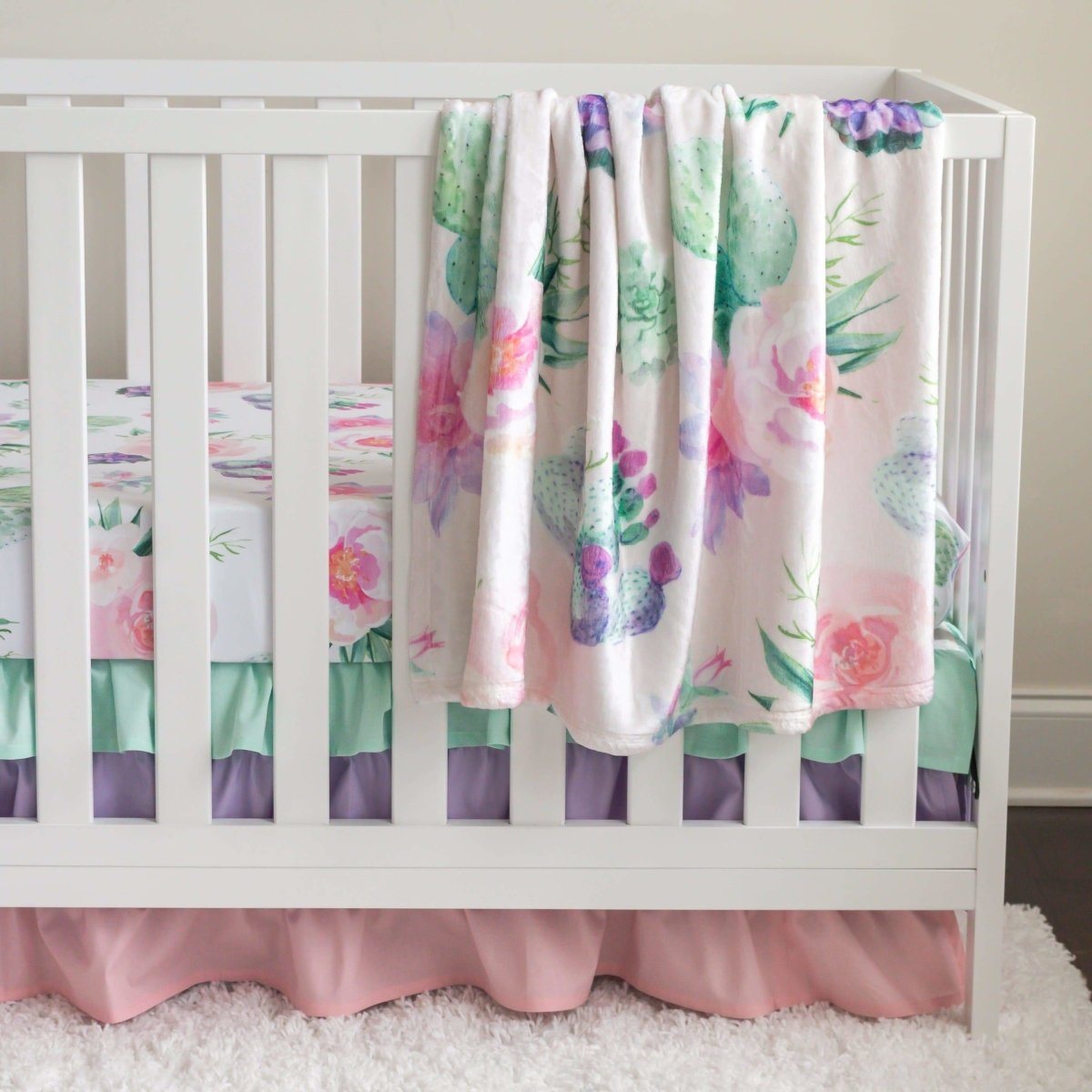 Cactus Floral Ruffled Crib Skirt - Cactus Floral, gender_girl, Theme_Floral