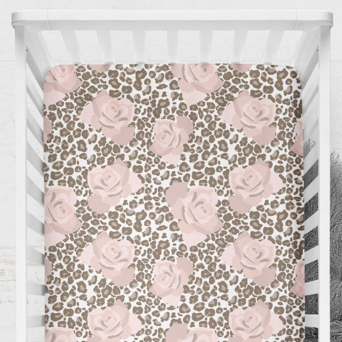 Cheetah Floral Crib Sheet - gender_girl, Theme_Floral, Theme_Jungle