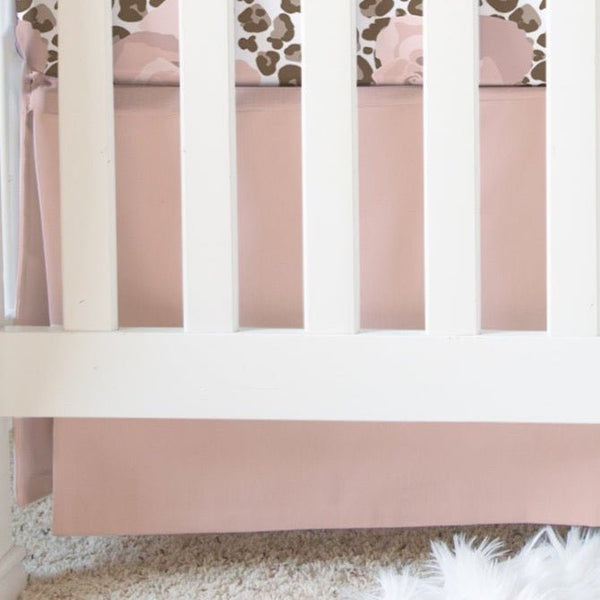 Cheetah Floral Solid Pink Crib Skirt - Crib Skirt