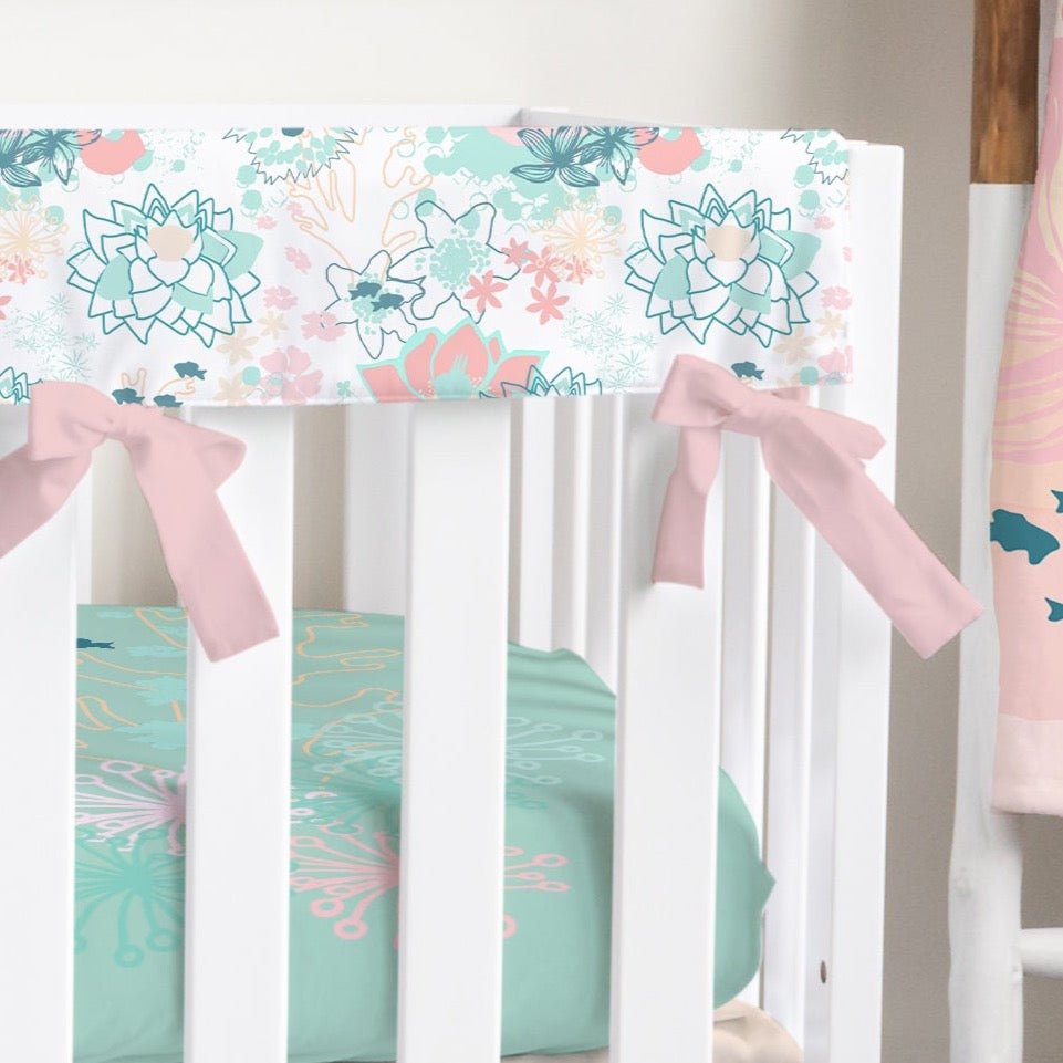 Coral Waves Crib Rail Guards - Coral Waves, gender_girl, Theme_Floral