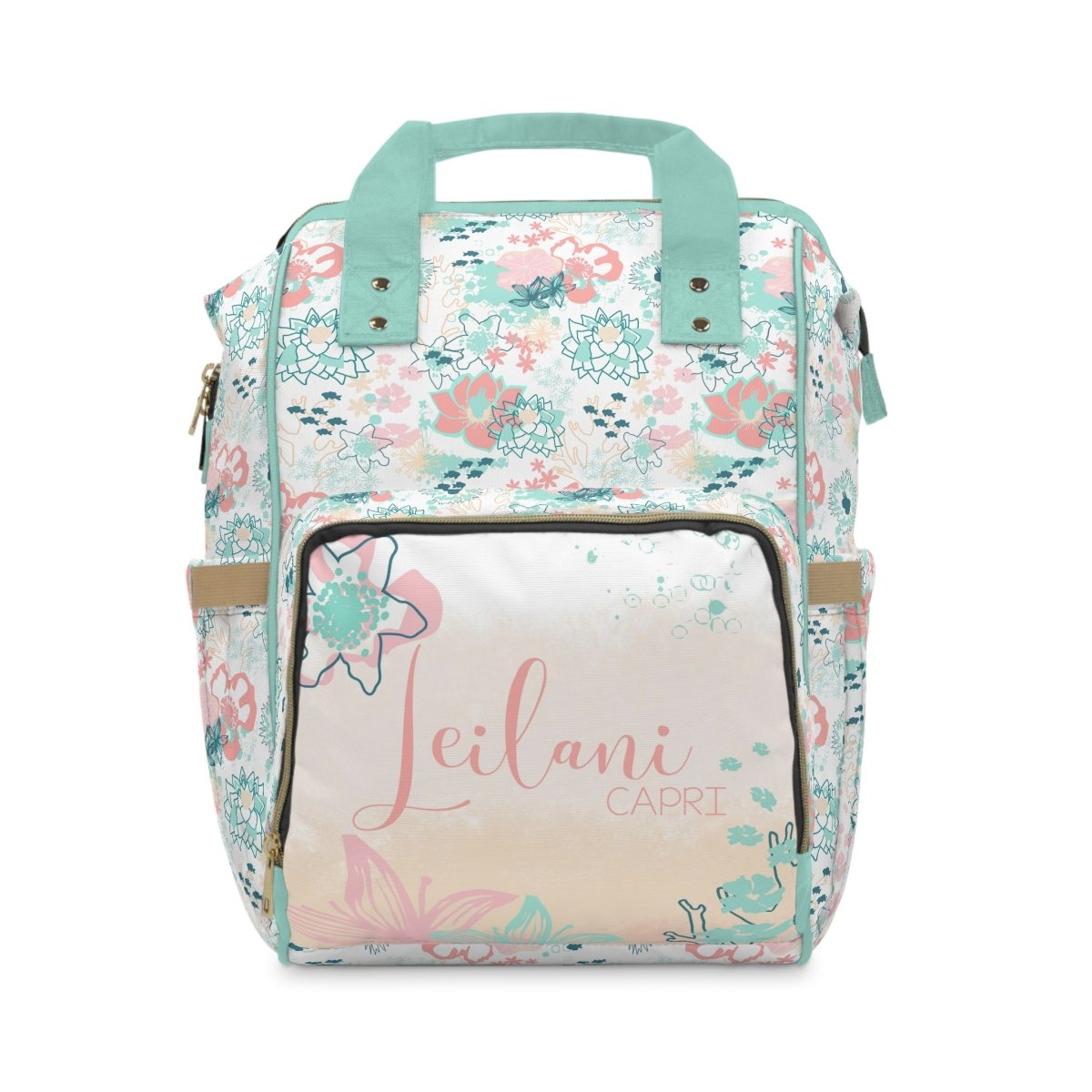 Coral Waves Personalized Backpack Diaper Bag - Coral Waves, gender_girl, text