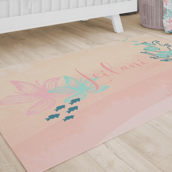 Coral Waves Personalized Nursery Rug - Coral Waves, gender_girl, text