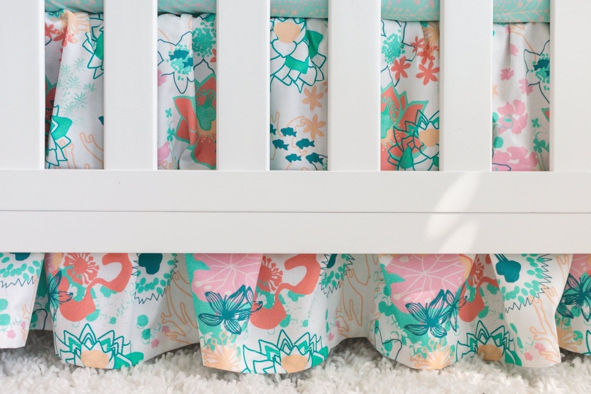 Coral Waves Rail Guard Crib Bedding - Crib Bedding Sets