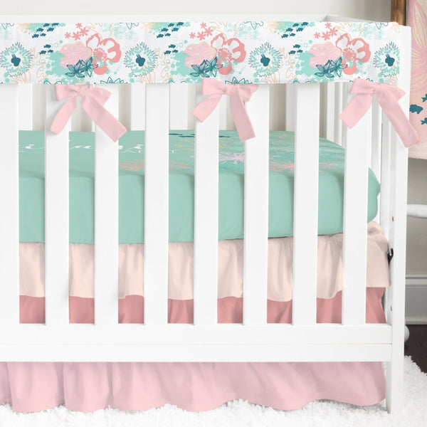 Coral Waves Ruffled Crib Bedding - Coral Waves, gender_girl, text