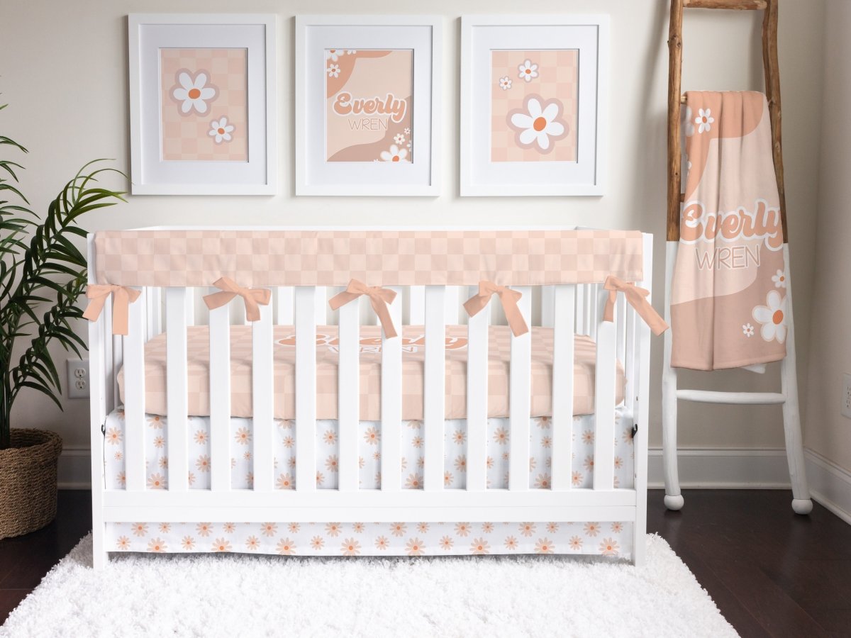 Daisy Checkered Crib Rail Guards - Girl Rail Guards