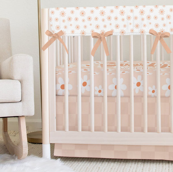 Daisy Floral on White Crib Bedding - Girl Crib Bedding