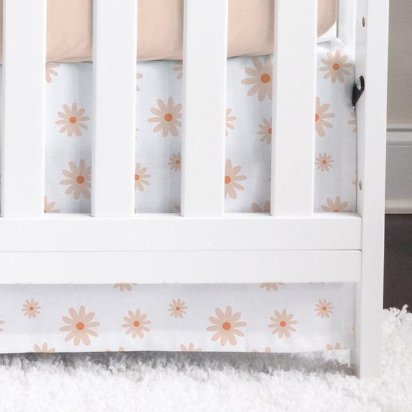 Daisy Floral on White Crib Skirt - Crib Skirt