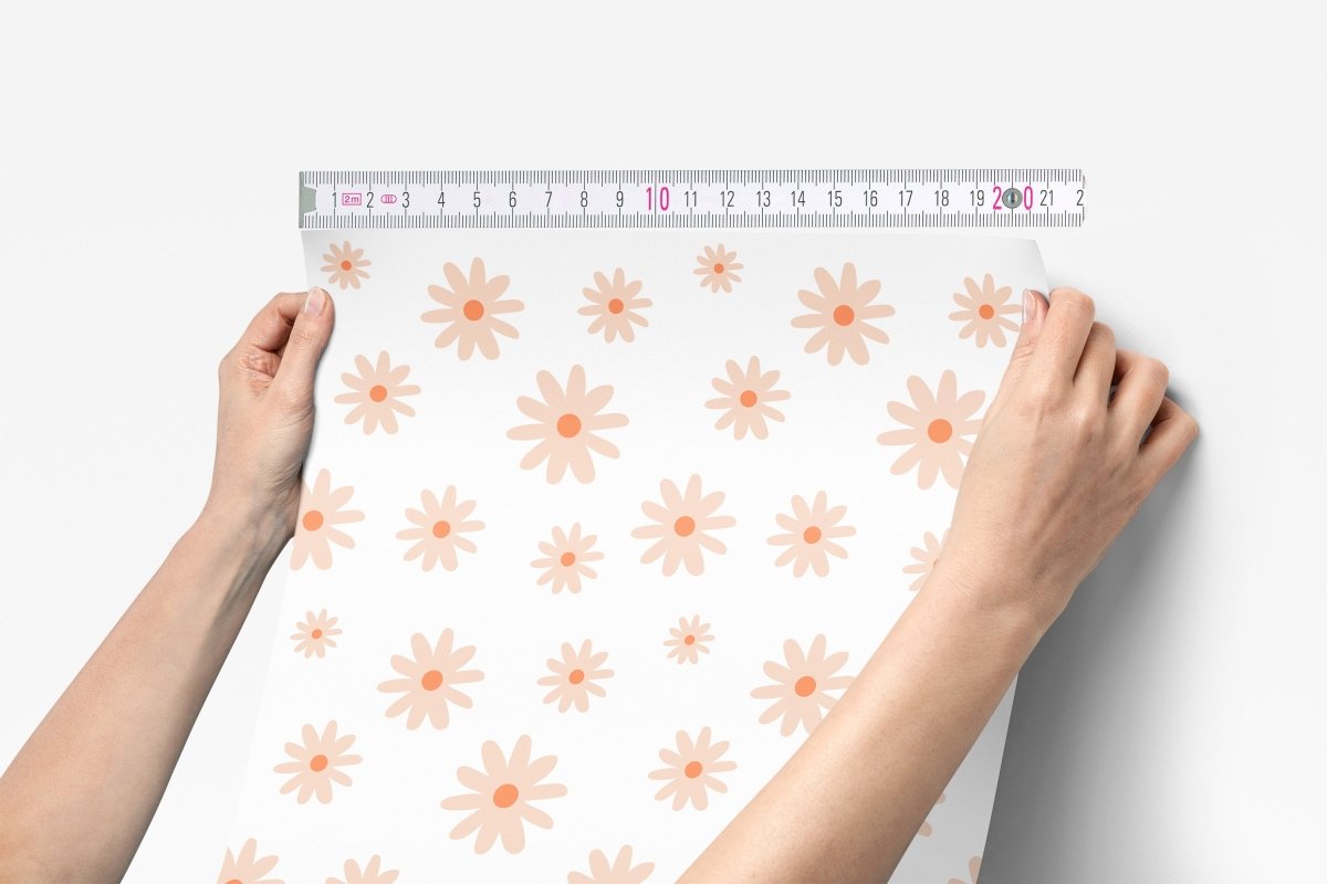 Daisy Floral on White Peel & Stick Wallpaper - Daisy, gender_girl, Theme_Floral