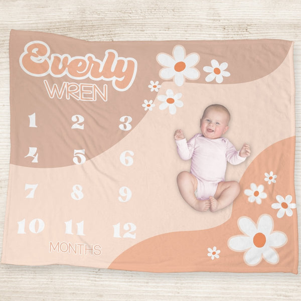 Daisy Milestone Minky Blanket - Daisy, gender_girl, text