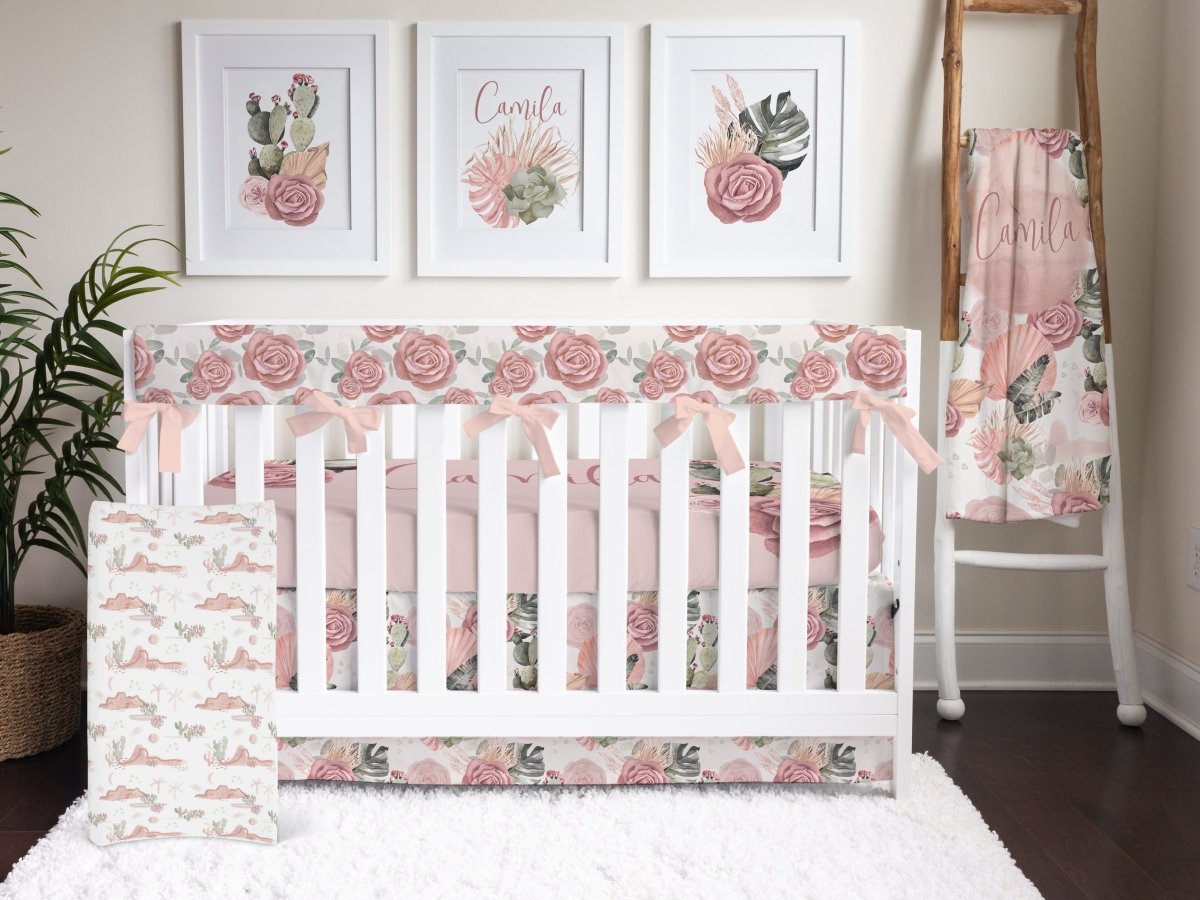 Desert Rose Crib Skirt - Desert Rose, gender_girl, Theme_Boho
