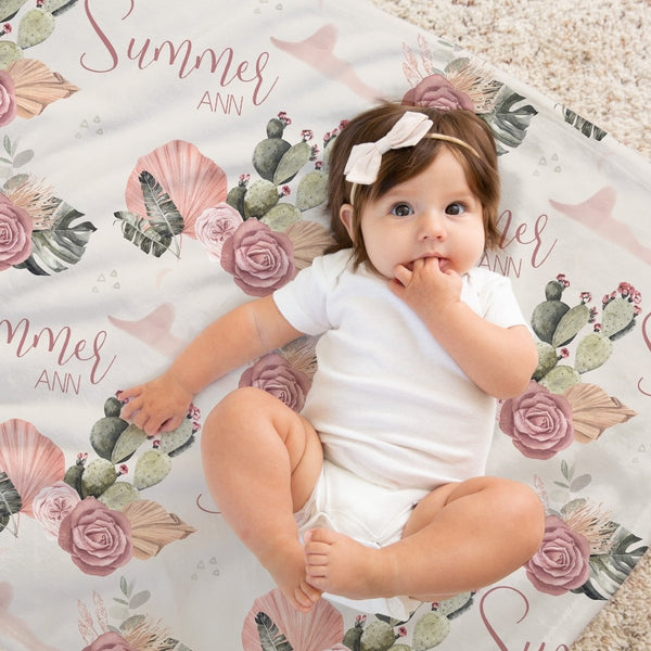 Desert Rose Personalized Baby Blanket - Minky Blanket