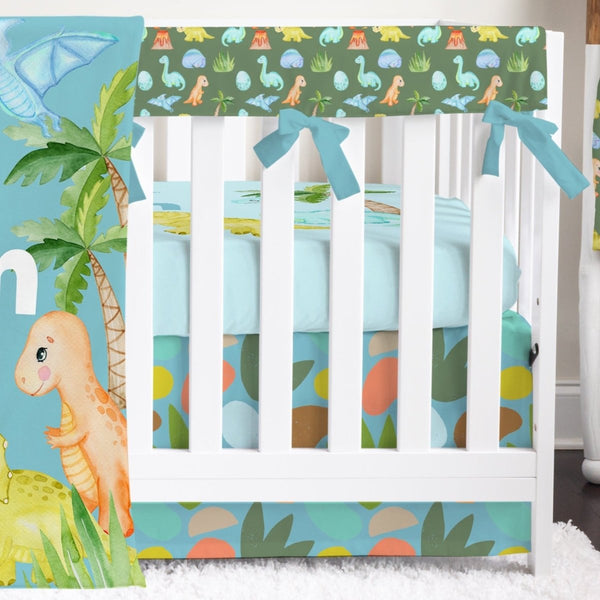Dino Boy on Green Crib Bedding - Dino Boy, gender_boy, text