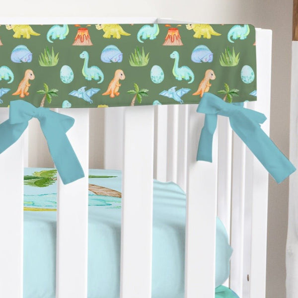 Dino Boy on Green Crib Rail Guards - Dino Boy, gender_boy, Theme_Dinosaur