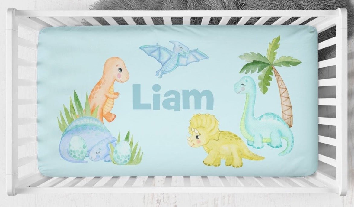 Dino Boy on Green Crib Bedding - Dino Boy, gender_boy, text
