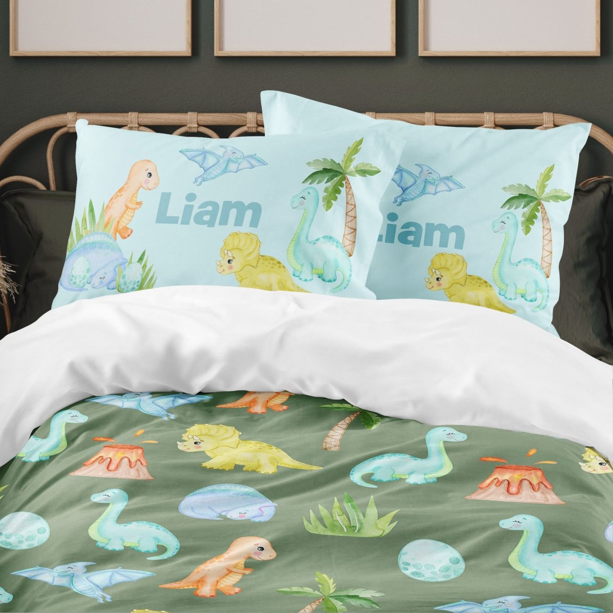 Dino Boy Personalized Kids Bedding Set (Comforter or Duvet Cover) - Dino Boy, gender_boy, text