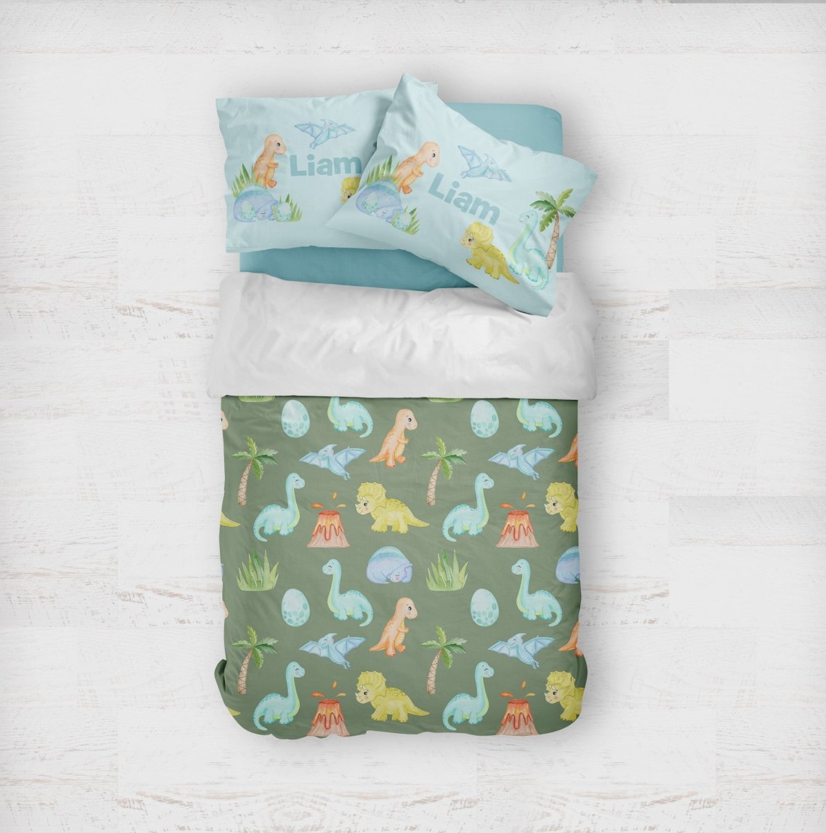 Dino Boy Personalized Kids Bedding Set (Comforter or Duvet Cover) - Dino Boy, gender_boy, text