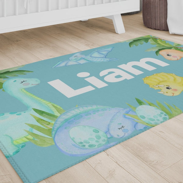 Dino Boy Personalized Nursery Rug - Dino Boy, gender_boy, text