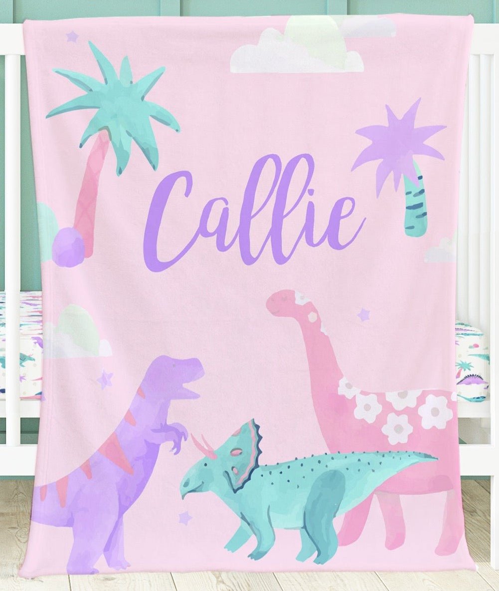 Dino Grrrl Chevron Crib Bedding - Dino Grrrl, gender_girl, text