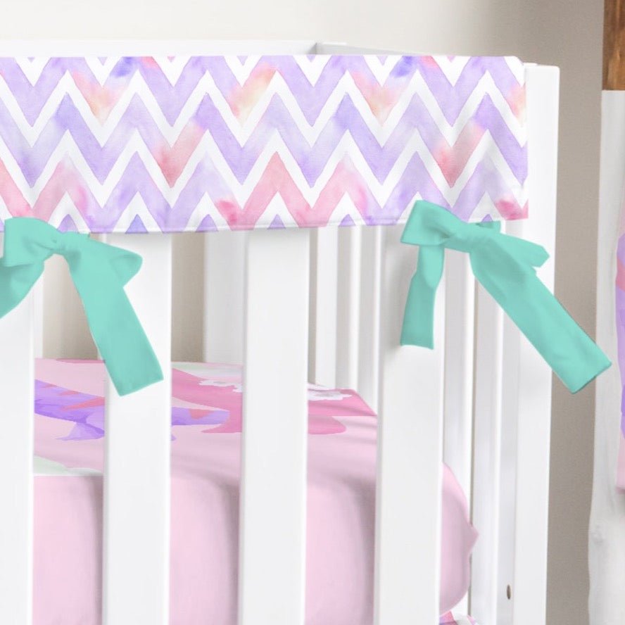 Dino Grrrl Chevron Crib Rail Guards - Dino Grrrl, gender_girl, Theme_Dinosaur