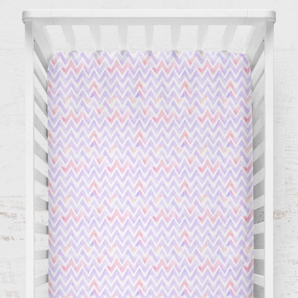 Dino Grrrl Chevron Crib Sheet