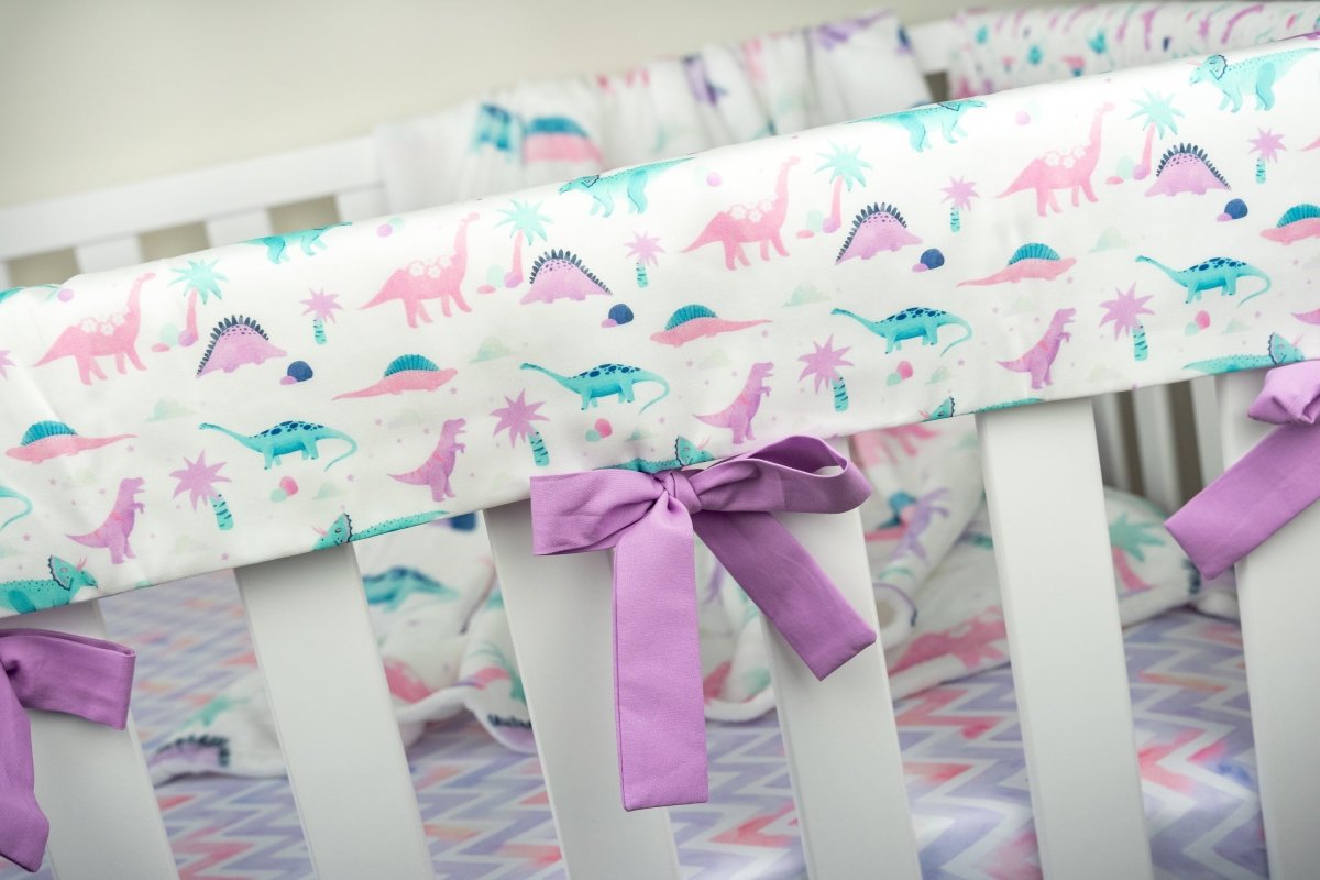 Dino Grrrl Crib Rail Guards - Dino Grrrl, gender_girl, Theme_Dinosaur