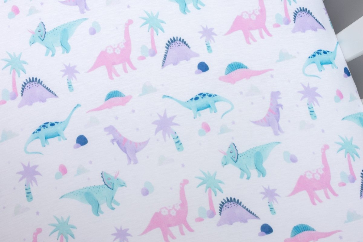 Dino Grrrl Crib Sheet - gender_girl, Theme_Dinosaur,