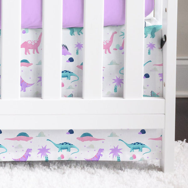 Dino Grrrl Crib Skirt - Dino Grrrl, gender_girl, Theme_Dinosaur