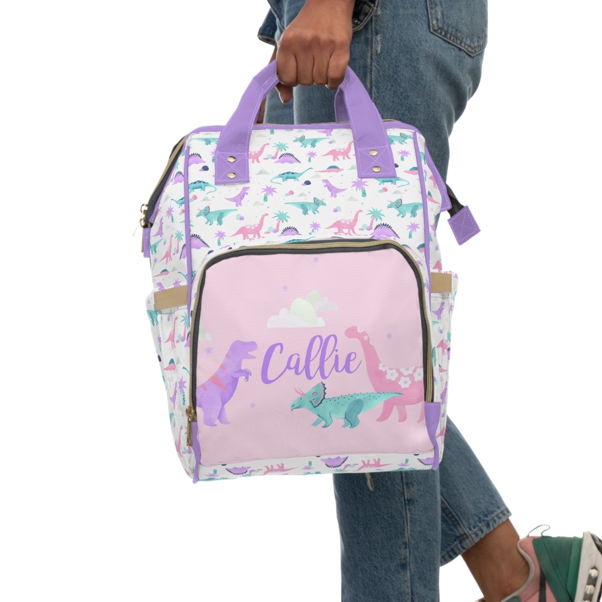 Dino Grrrl Personalized Backpack Diaper Bag - Dino Grrrl, gender_girl, text