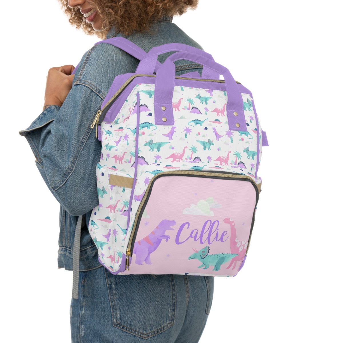 Dino Grrrl Personalized Backpack Diaper Bag - Dino Grrrl, gender_girl, text