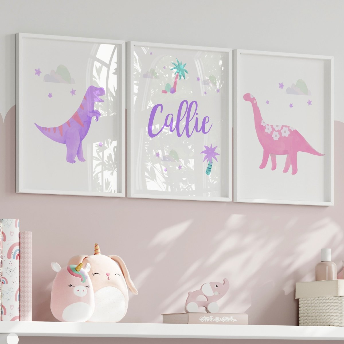 Dino Grrrl Personalized Nursery Art - Wall Art