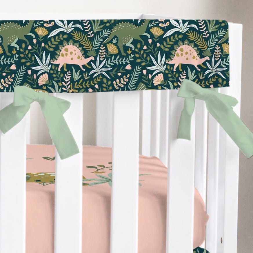 Dinosaur Garden Crib Rail Guards - Dinosaur Garden, gender_girl, Theme_Dinosaur