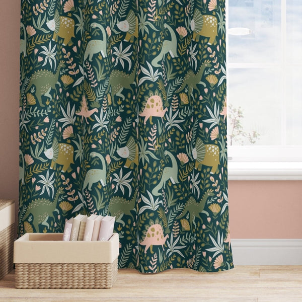 Dinosaur Garden Curtain Panel - Dinosaur Garden, gender_girl, Theme_Dinosaur