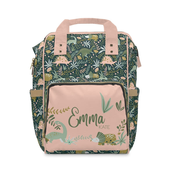 Dinosaur Garden Personalized Backpack Diaper Bag - Dinosaur Garden, gender_girl, text