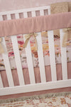 Dusty Rose Metallic Linen Fringe Crib Skirt - gender_girl, Highland Cow Wildflower, Theme_Boho