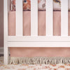 Dusty Rose Metallic Linen Fringe Crib Skirt - gender_girl, Highland Cow Wildflower, Theme_Boho