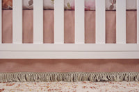 Dusty Rose Metallic Linen Fringe Crib Skirt - gender_girl, Highland Cow Wildflower, Theme_Boho