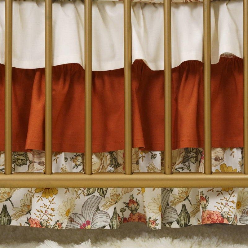 Earthy Vintage Floral Ruffled Crib Skirt - gender_girl, Theme_Floral, Vintage Earthy Floral