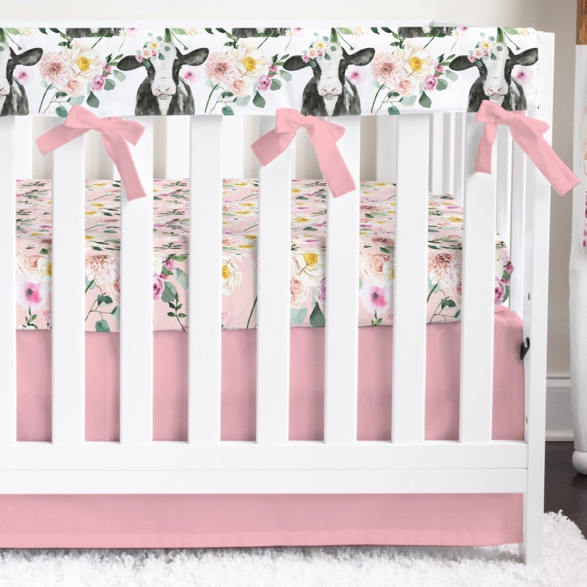 Farm Floral Calf Crib Bedding - Farm Floral, gender_girl, text