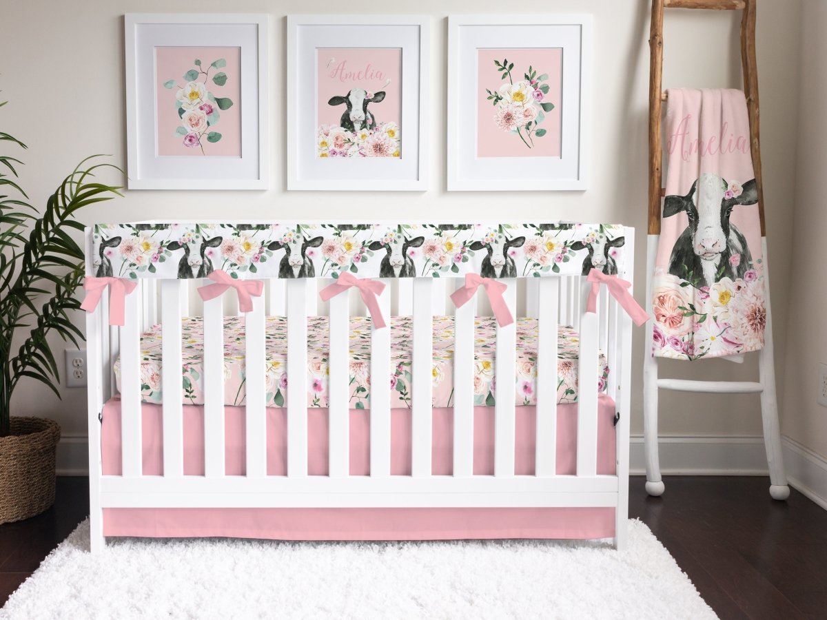 Farm Floral Calf Crib Bedding - Farm Floral, gender_girl, text