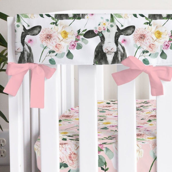 Farm Floral Calf Crib Rail Guards - Farm Floral, gender_girl, Theme_Farm