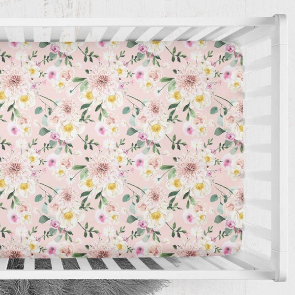Farm Floral Crib Sheet - gender_girl, Theme_Farm, Theme_Floral